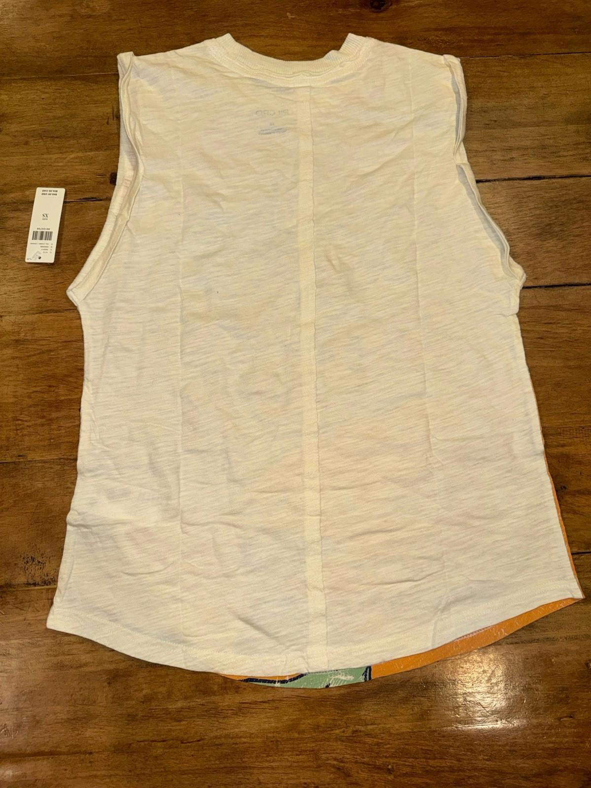 Anthropologie Pilcro Vinnie Cotton Graphic Muscle Tee Womens Size XS Orange Soda