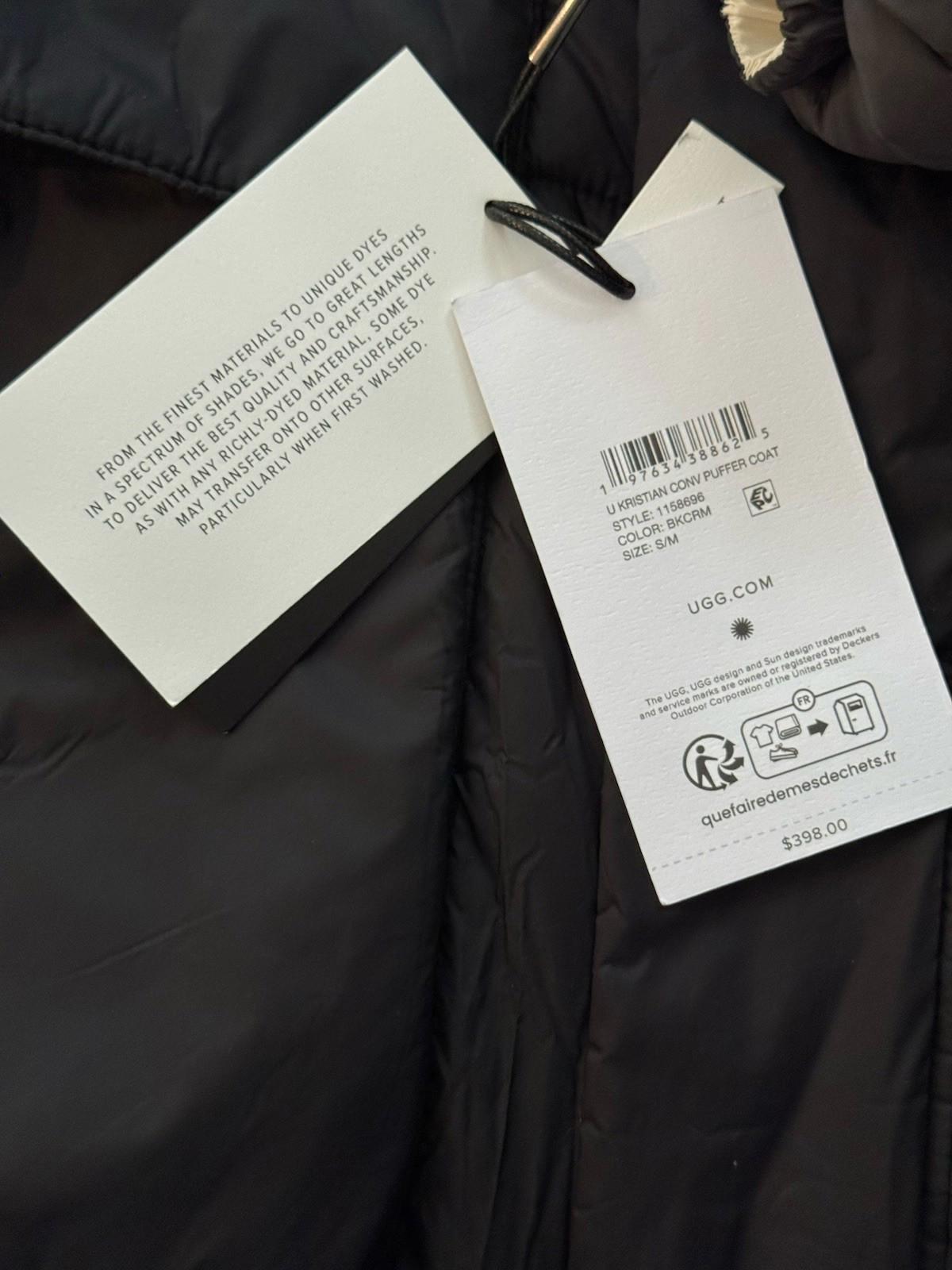 UGG Kristian Convertible Reversible Puffer Jacket Unisex Water Resistant S/M New