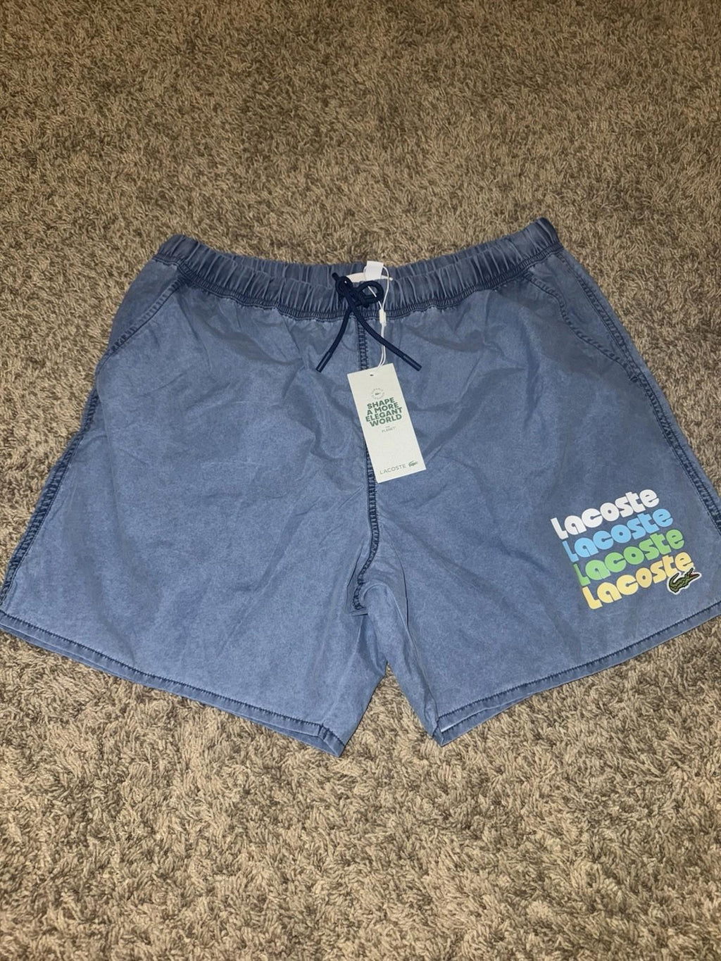 NEW! Medium Lacoste Men's Washed Effect Swim Trunks NWT