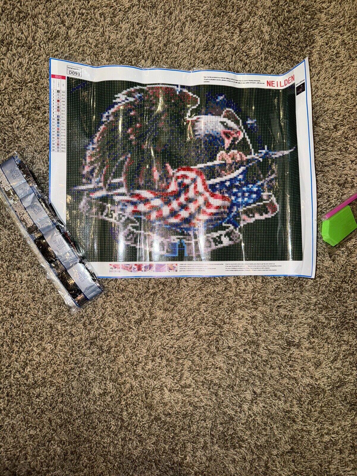 Diamond Drawing American Eagle USA Flag These Colors Don't Run NEW!