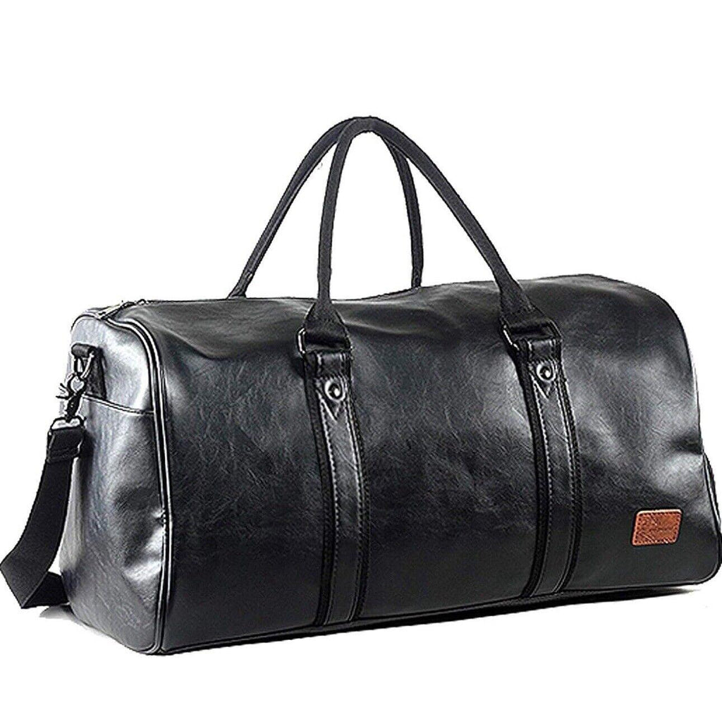 Weekender Oversized Travel Duffel Bag w Shoe Pouch Leather