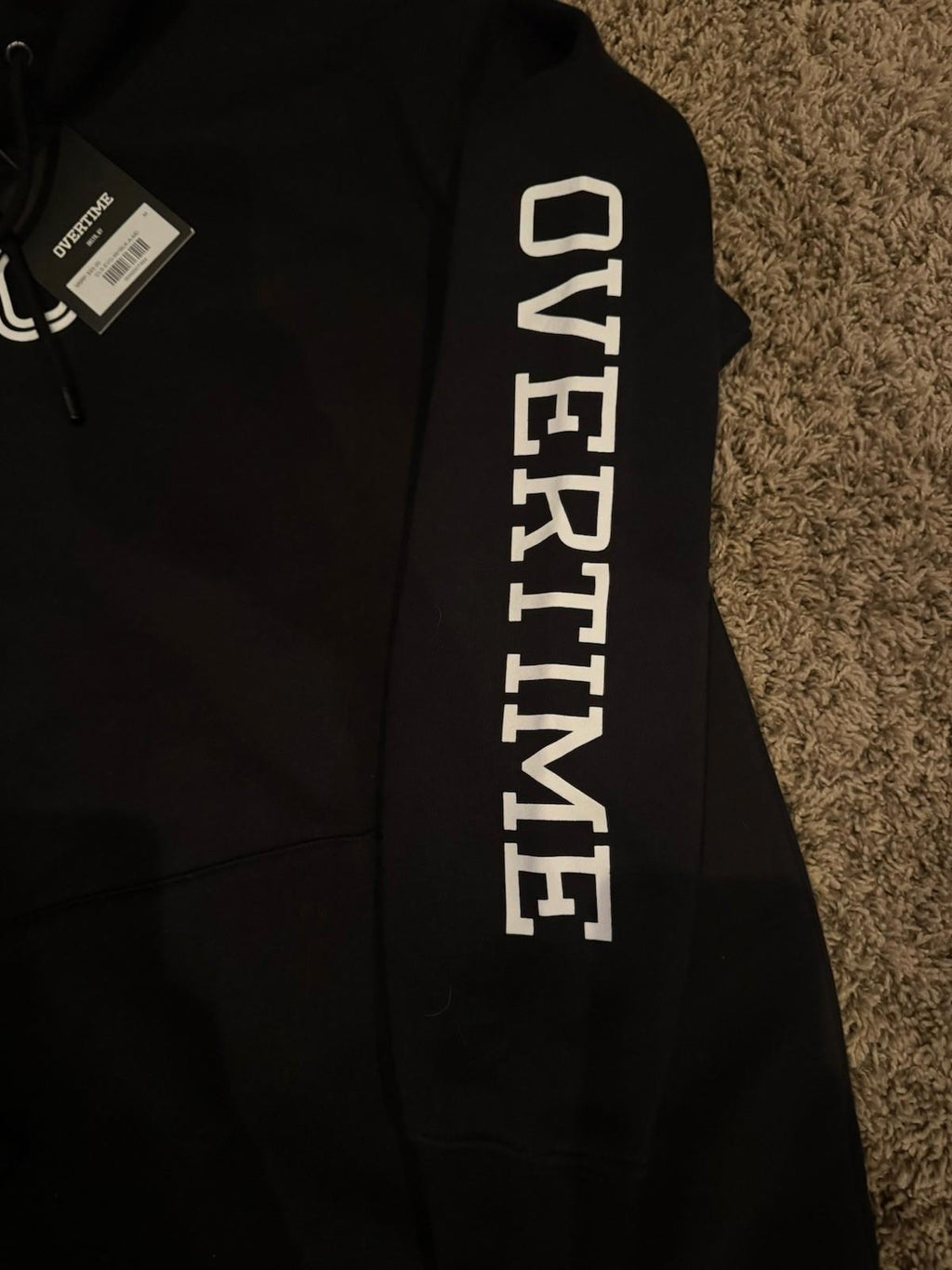 Overtime Sweatshirt Mens MED Black Hoodie Streetwear Center Logo Basketball