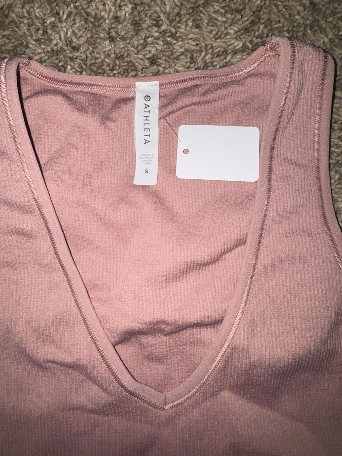 ATHLETA Aurora Seamless Crop Rib Tank Women's Size US Small Pink NWOT