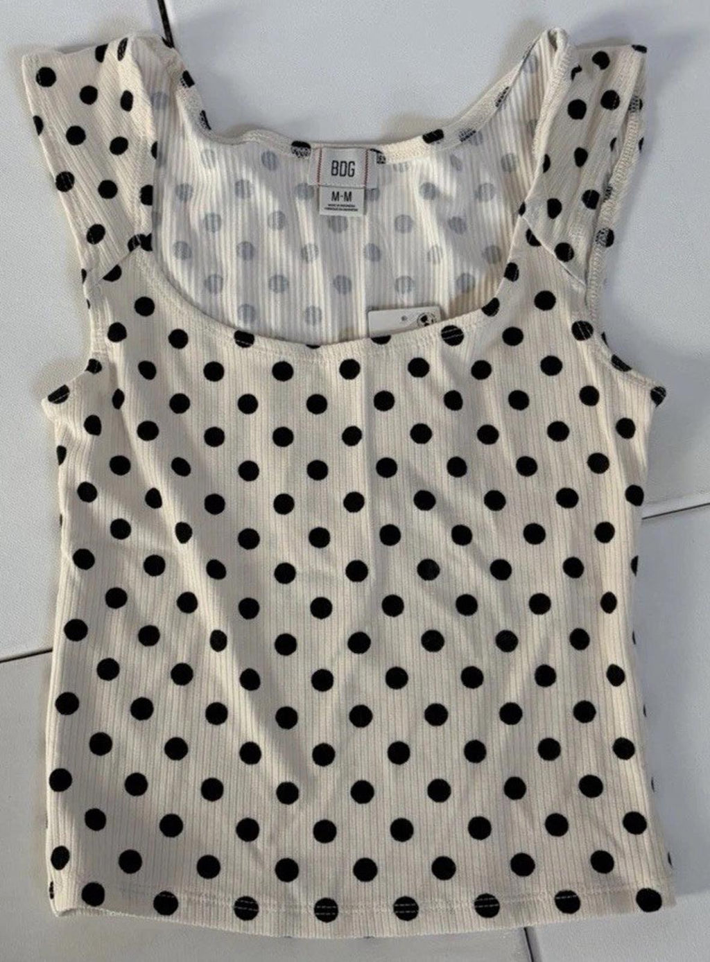 Urban Outfitters BDG Ribbed Square Neck Tank Top In Distressed Stars Medium BNWT