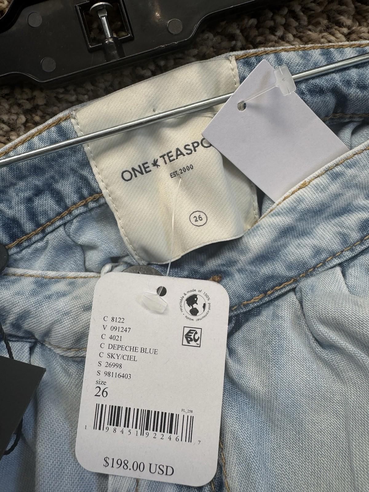 NEW Free People X OneTeaspoon Daddio Wide-Leg Jean In Depeche Blue Sz 26 Ret$198