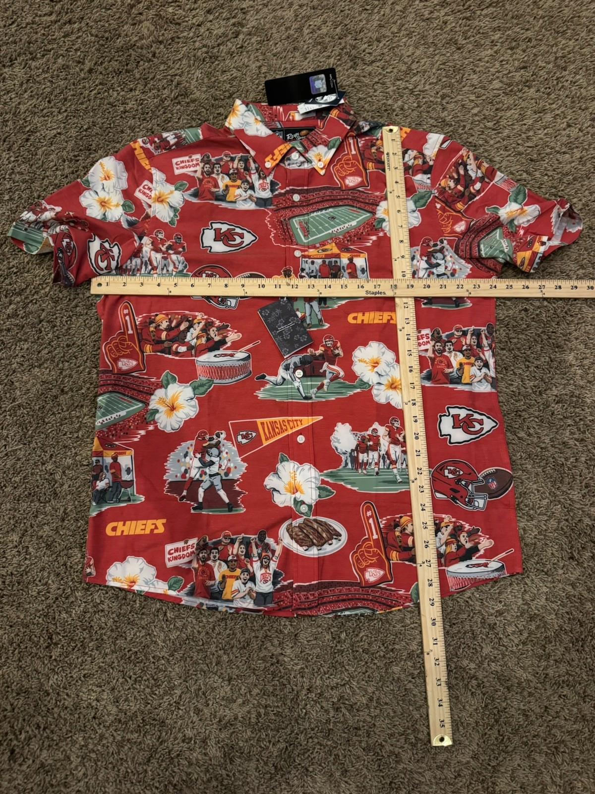 NEW Reyn Spooner x NFL Hawaiian Aloha Button Up Shirt LG Kansas City Chiefs NWT