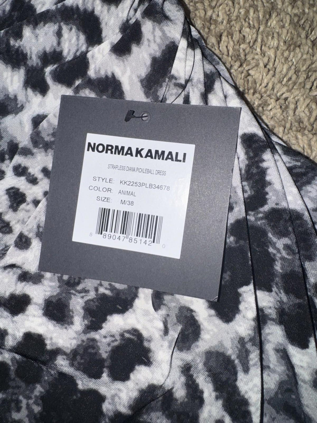 Norma Kamali STRAPLESS DIANA PICKLEBALL DRESS Asymmetrical  Maxi Dress Size M
