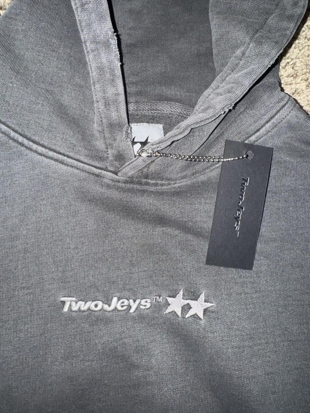 TwoJeys Mens Hoodie Acid Grey Size XS Icon Embroidered Logo Cotton MSRP $165