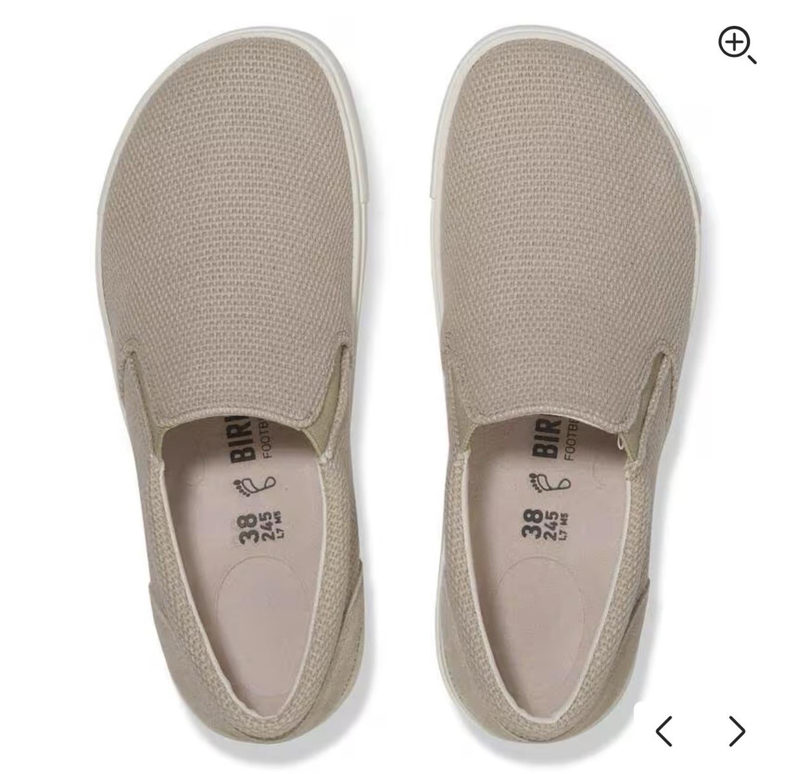 Birkenstock Oswego Beige Canvas/Suede Shoes Sandcastle Size 43