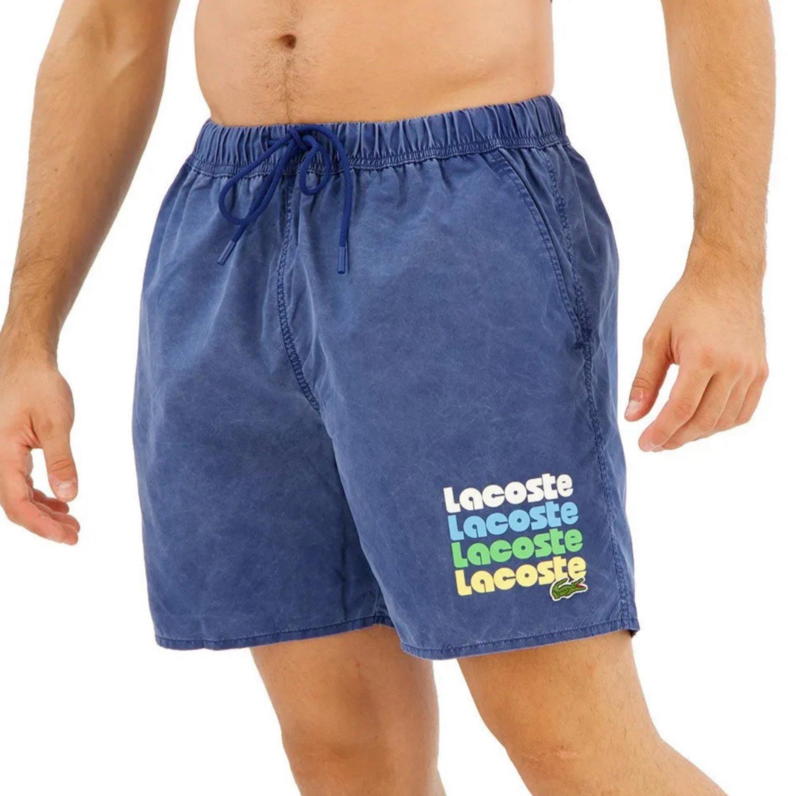 NEW! Medium Lacoste Men's Washed Effect Swim Trunks NWT
