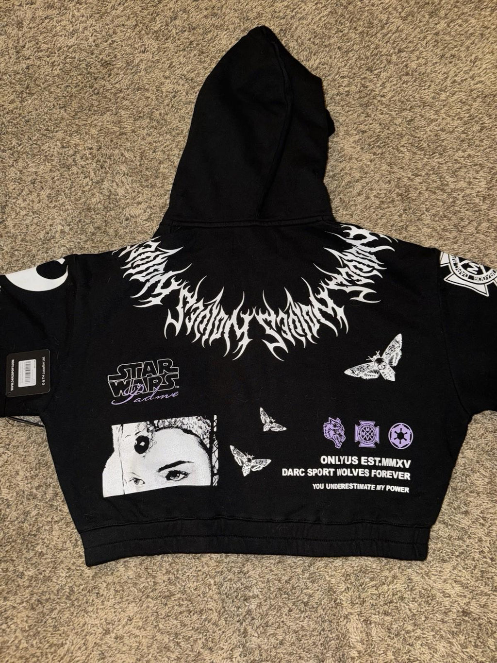 NEW Darc Sport Power of the Dark Side Padme Chambers Cropped Zip Up hoodie MED