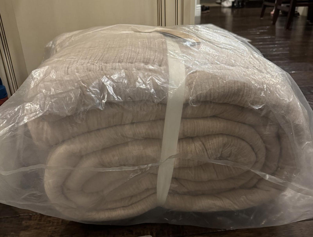 West Elm Chenille Linear Comforter. Taupe. King NEW