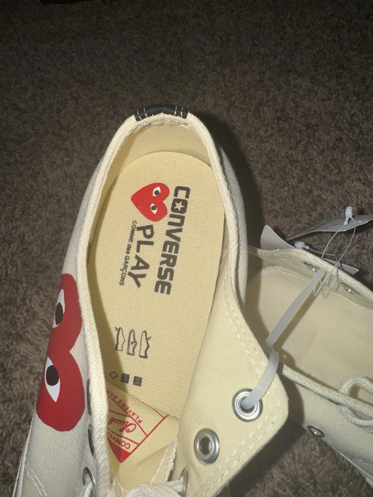 NEW Converse X Comme Des Garcon Play CDG Chuck Taylor Low Cream  12  W / 10 Men