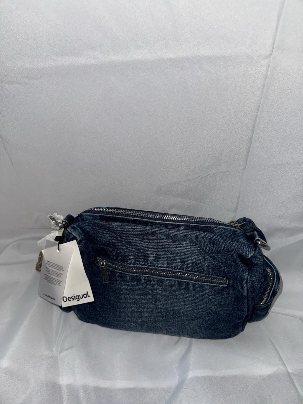 NEW! Desigual Denim zip-fastening tote bag