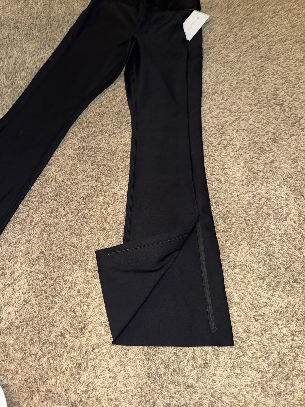 NWT ATHLETA Stellar Flare Trouser 4 Small Black Pant #486208 City Travel
