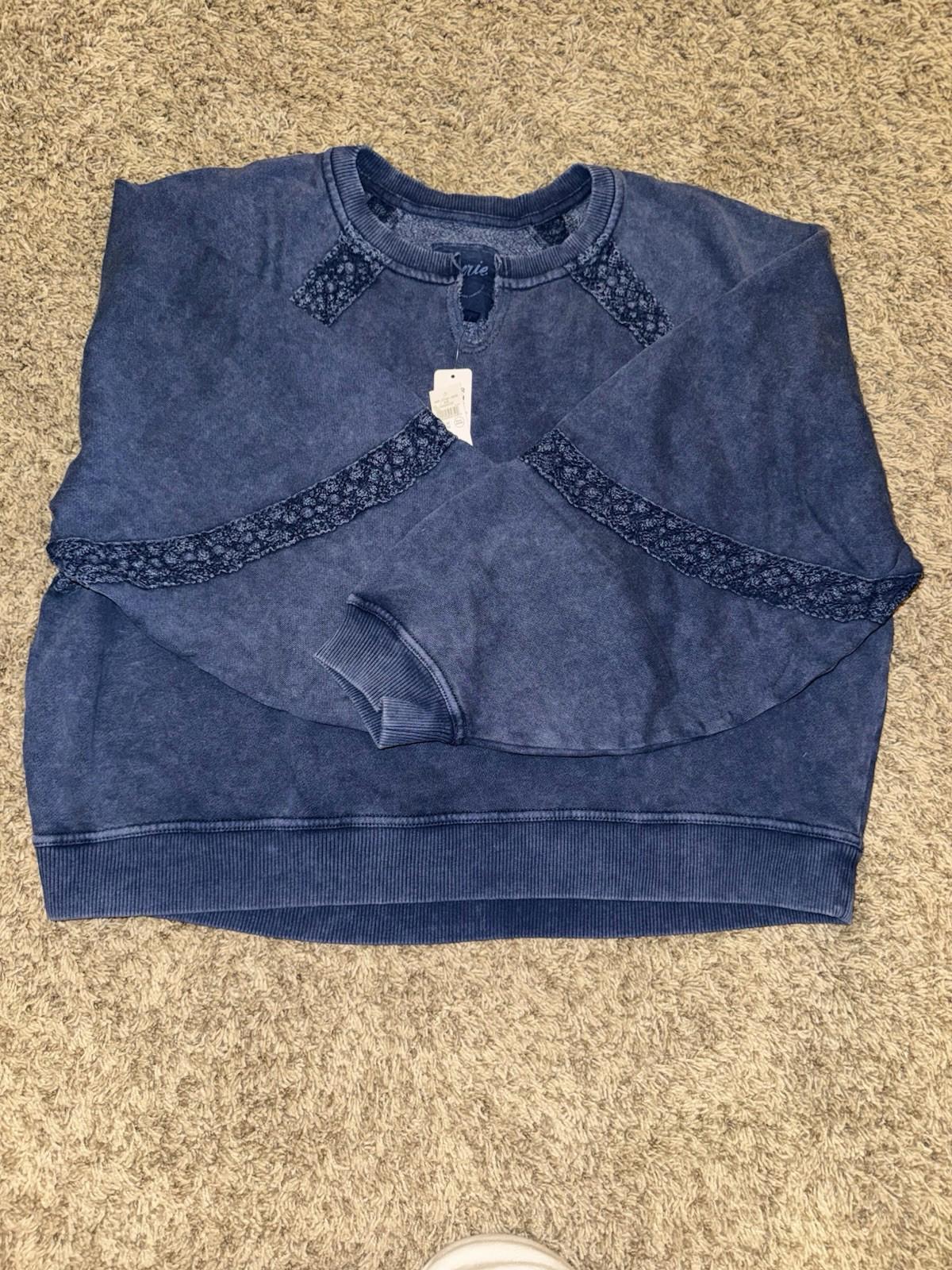 NEW! Aerie Women’s Hey Crochet Sweatshirt BLUE Size M NWT