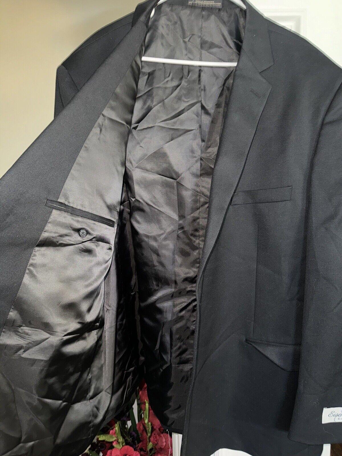 EISENBERG Sport Coat Two Button Jacket 56 Black Suit Coat