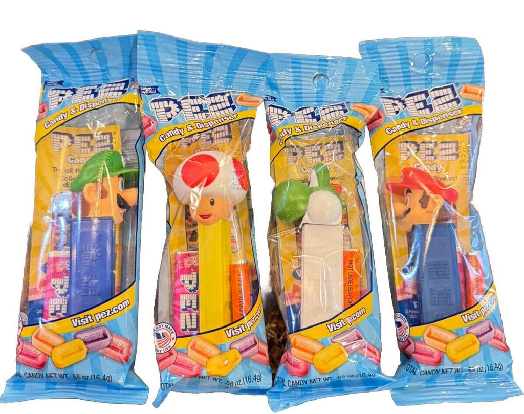 SUPER MARIO PEZ DISPENSERS (SET OF 4) BRAND NEW!