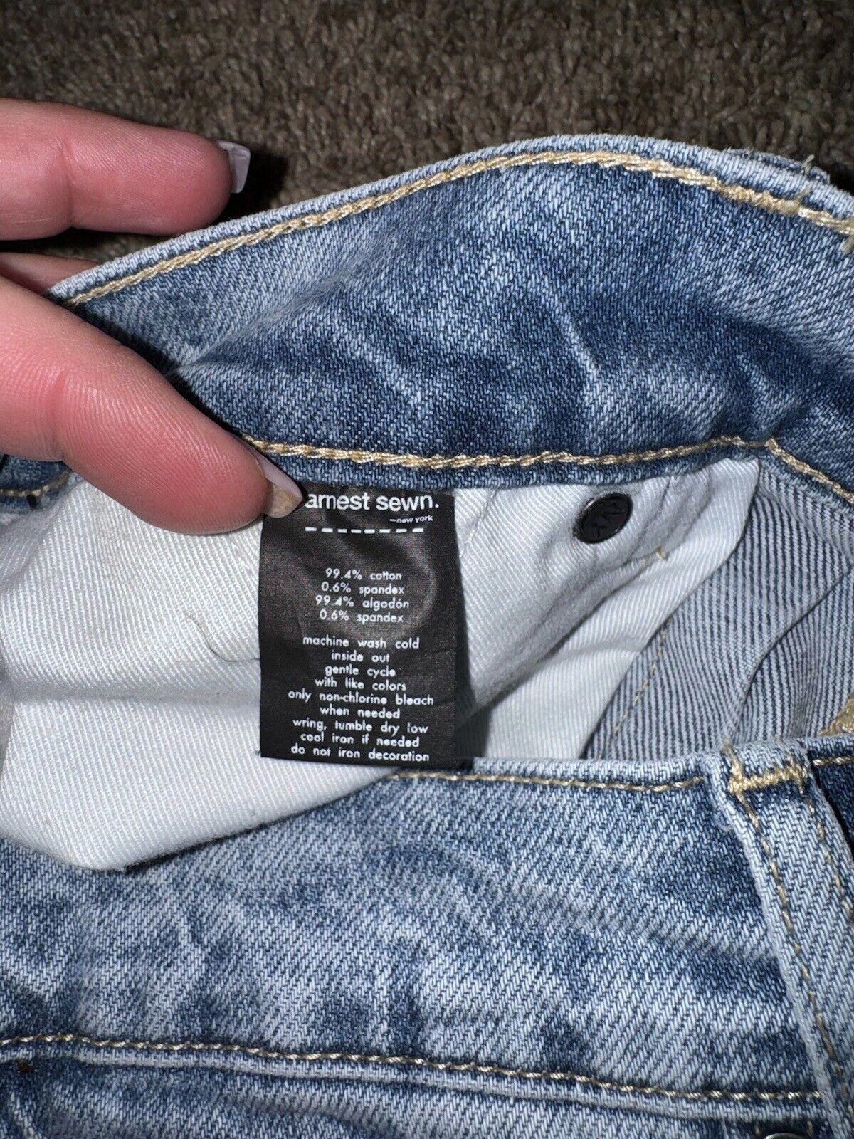 Earnest Womens Button Fly High Rise Denim Shorts Sz 32