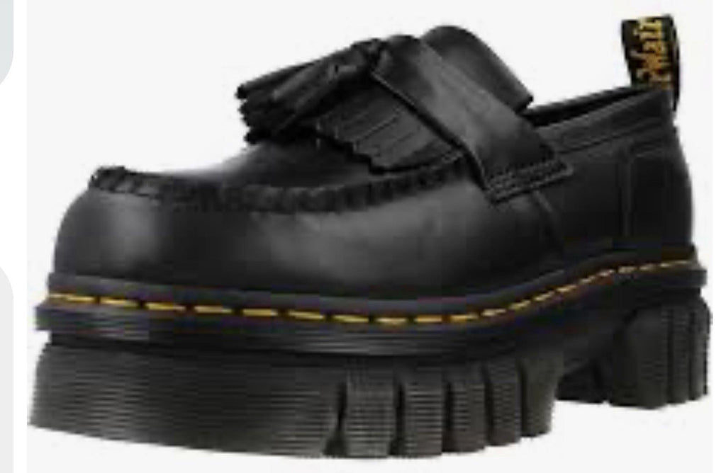 Dr. Martens Adrian Quad Tassel Loafers Black Leather Shoes Size 9W, 8M, 7 UK 41