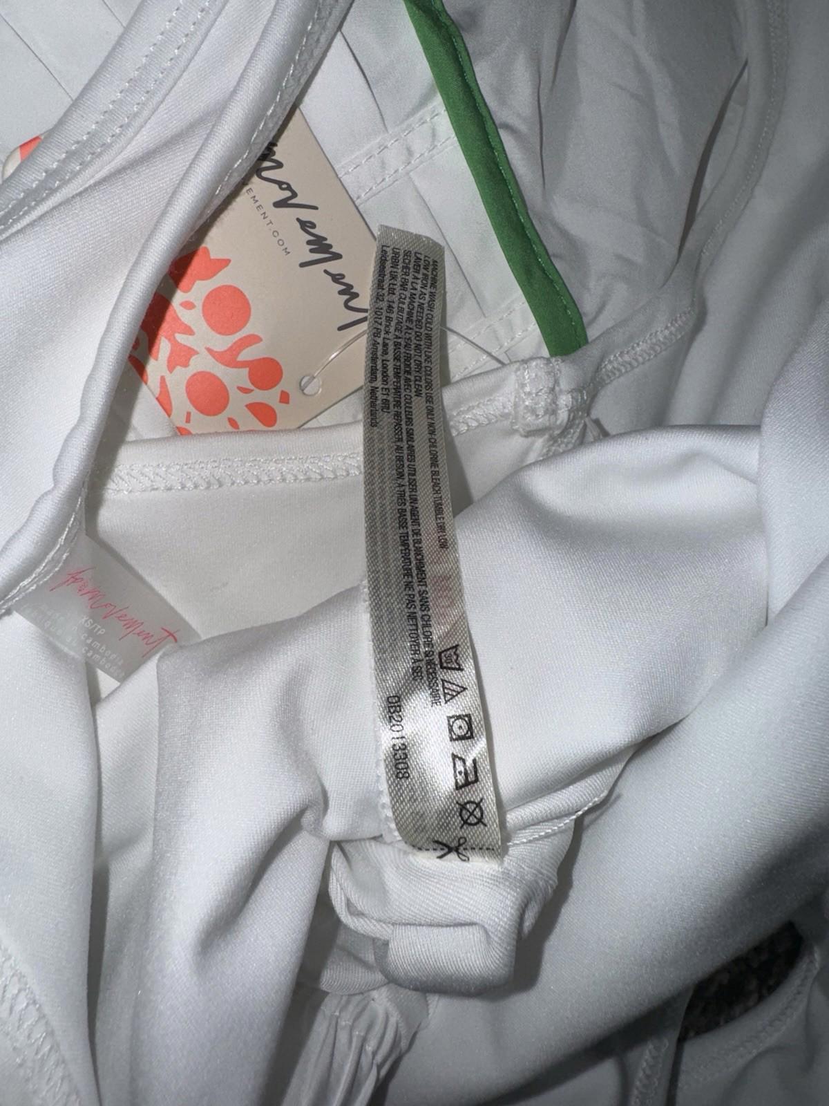 Free People Movement XS White Green Easy Tiger Shortsie Romper Tennis Golf NEW