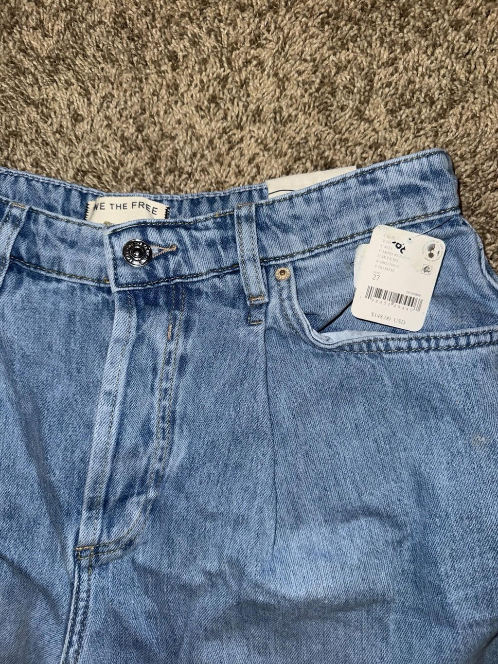 We The Free People Guessing Game Relaxed Leg Wide Leg Trousers Jeans Size 27 NEW