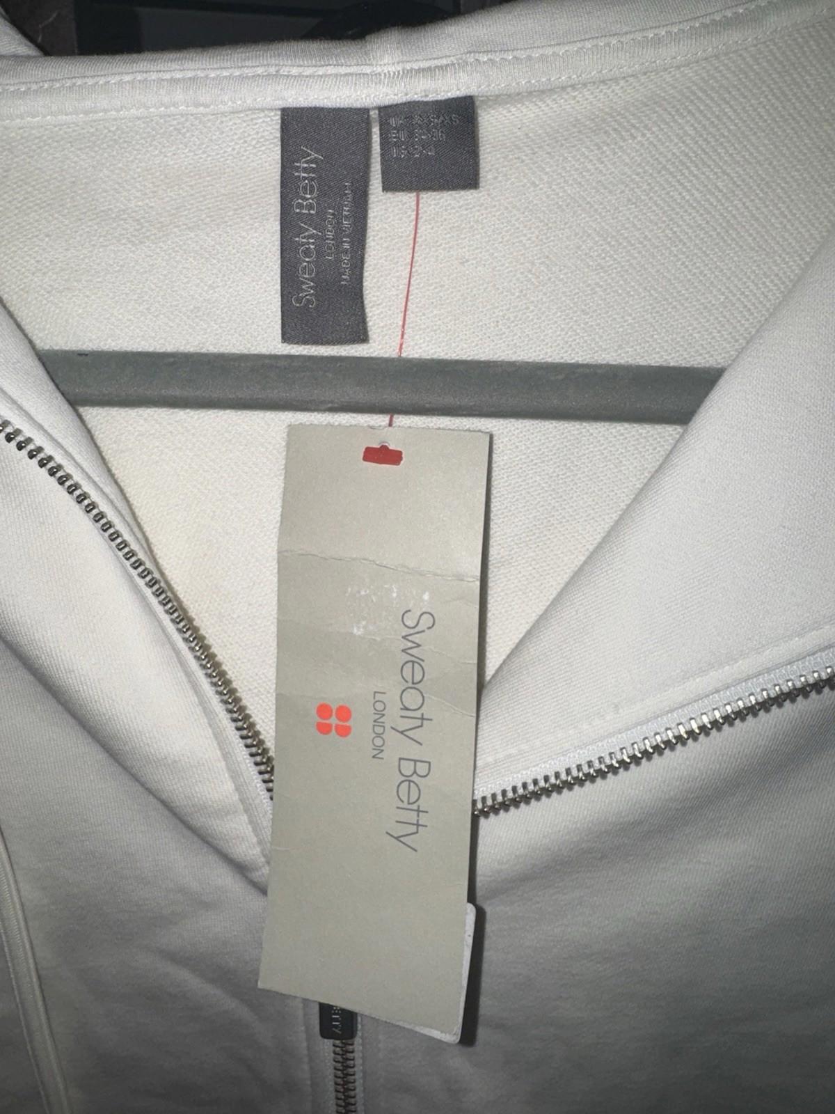 NWT Sweaty Betty Revive Zip Through Hoody in the Lily White color XS NEW!