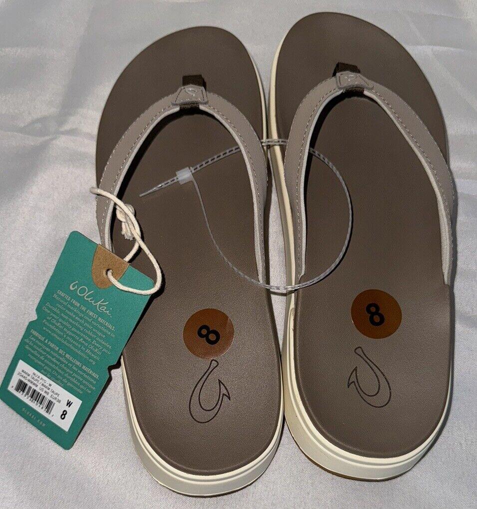 OluKai Nu‘a Pi‘o Woman's Sandal Warm Taupe Size 8