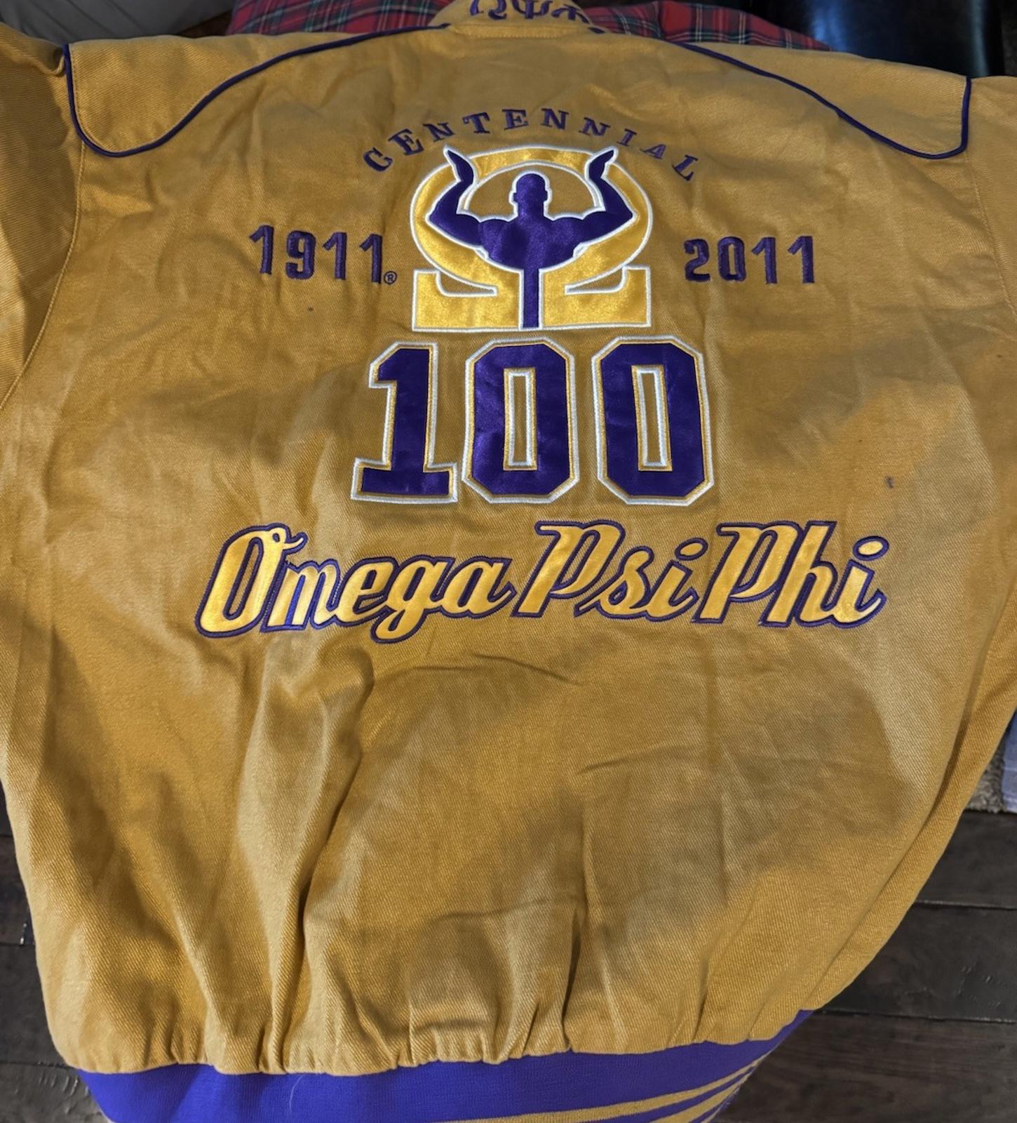 Big Boy Omega Psi Phi Frat Divine 9 S4 Reversible Bomber Jacket Gold- 2XL