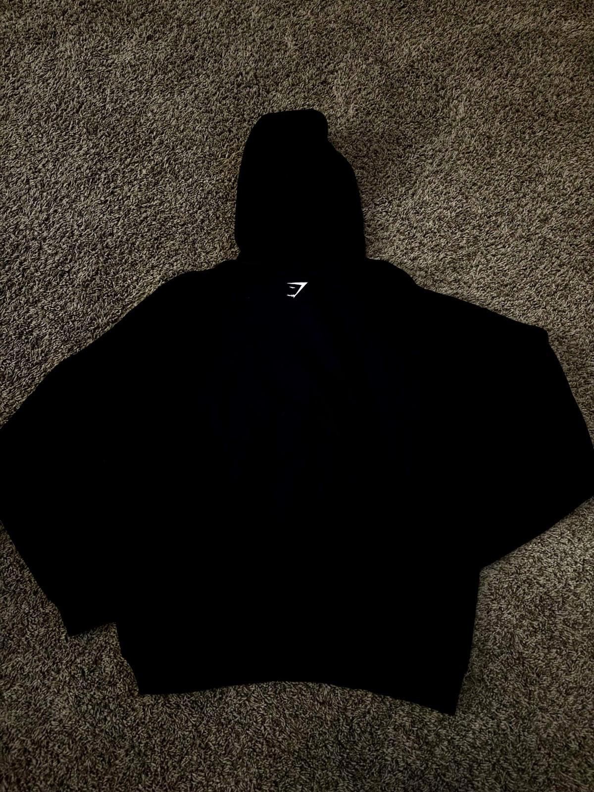 G308 GYMSHARK Strength Department Graphic Oversized Hoodie Black Womens Size XS