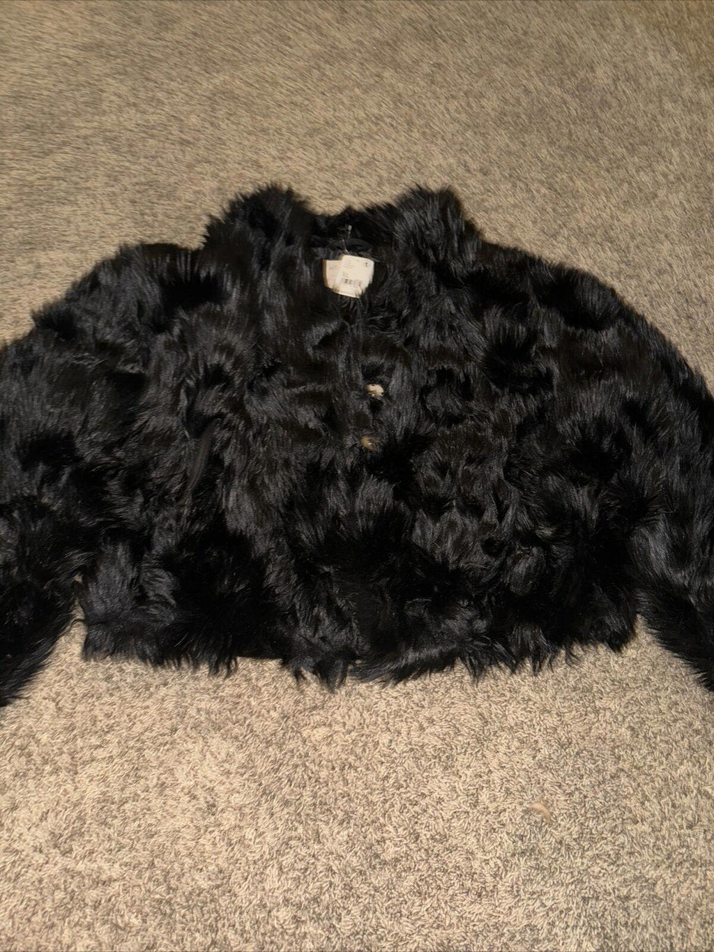 Free People All night faux fur black jacket medium new