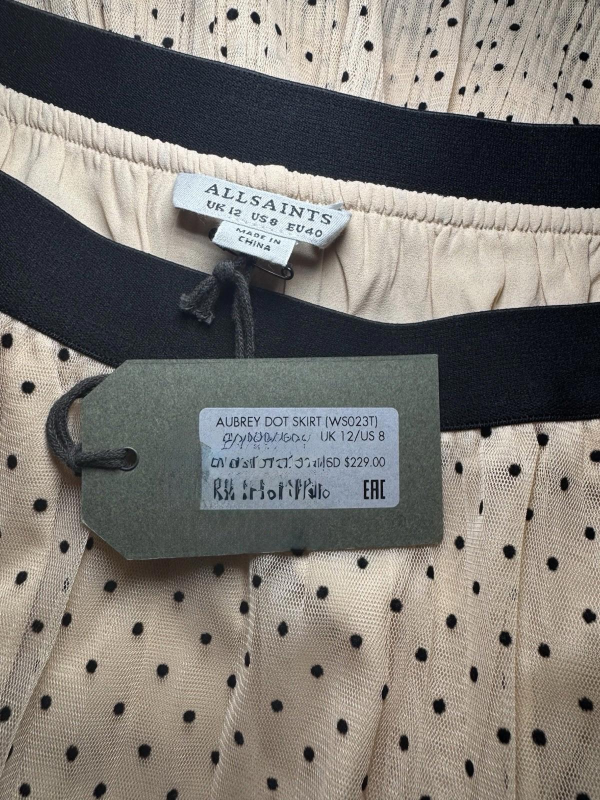 NEW AllSaints Aubrey Dot Skirt Size 8 NWT MSRP $229