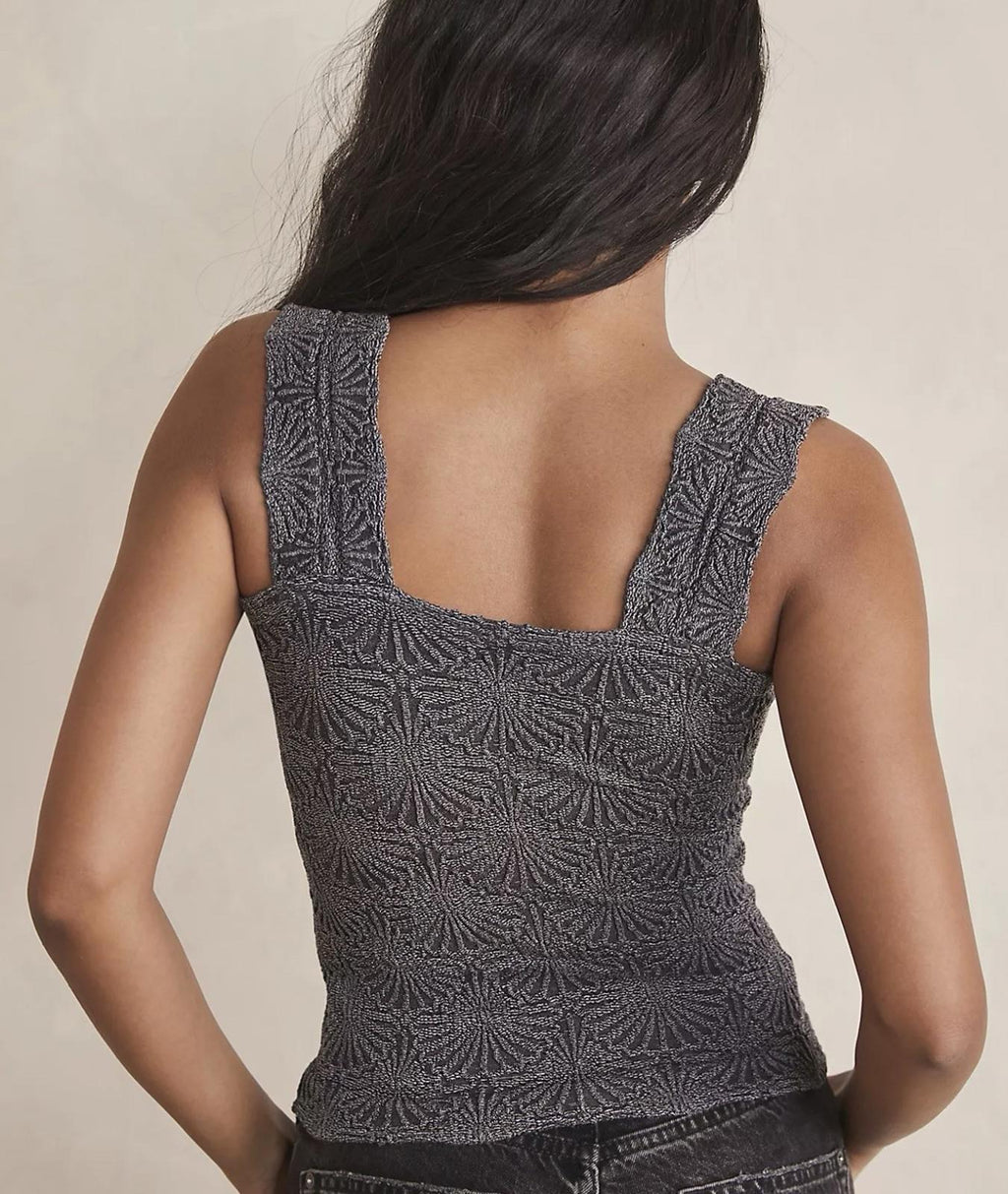 NEW! FREE PEOPLE Stretch Fit Love Letter Cami Women's Sz M-L Black NWT