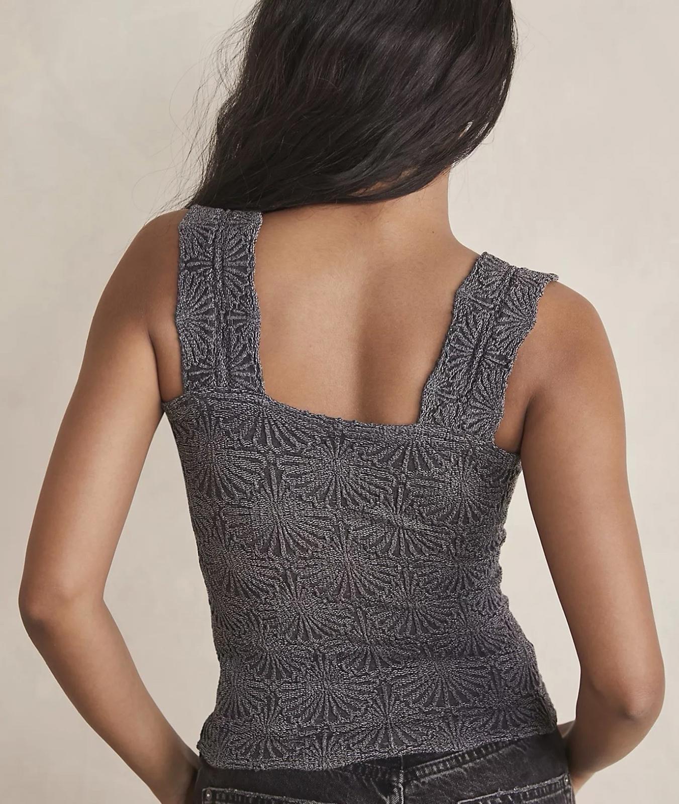 NEW! FREE PEOPLE Stretch Fit Love Letter Cami Women's Sz M-L Black NWT