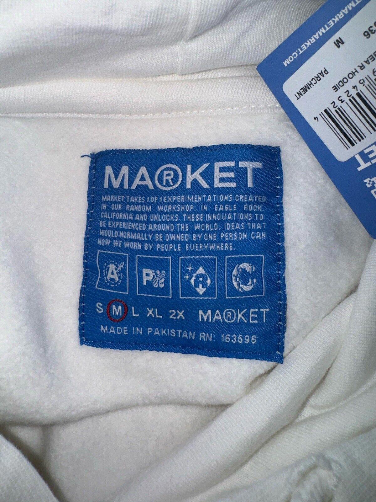 MARKET Brand White Ultralight BEAR Hoodie New Fall LARGE