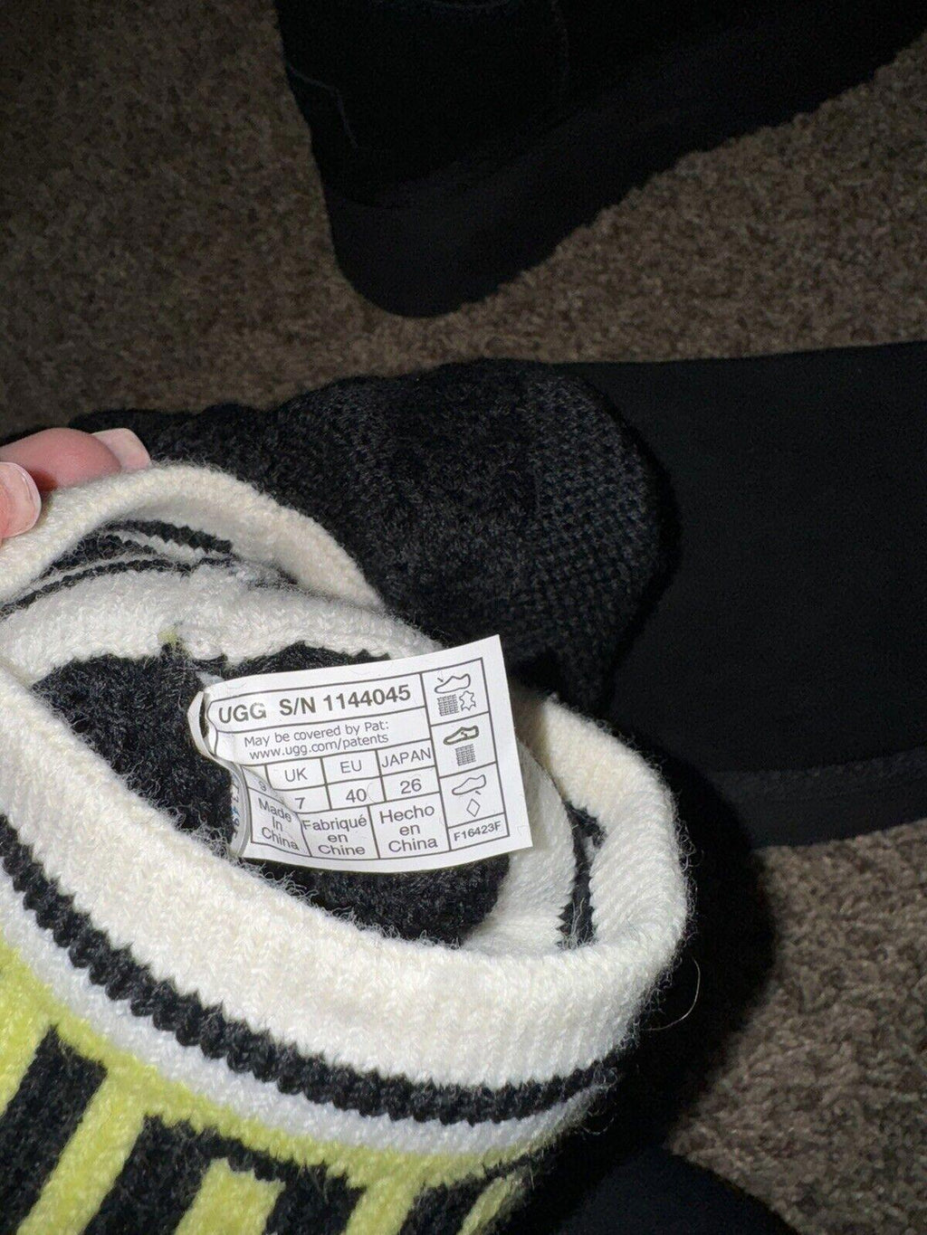 UGG Women Classic Sweater Letter Platform Black Boots Sz 9