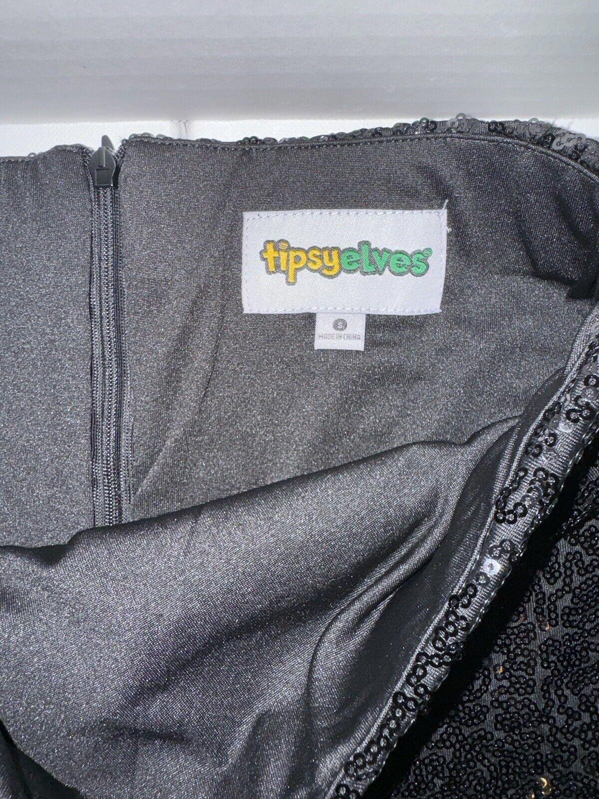 NEW Tipsy Elves Black High Waist Full Sequin Party Mini Skirt Date Night Out SM