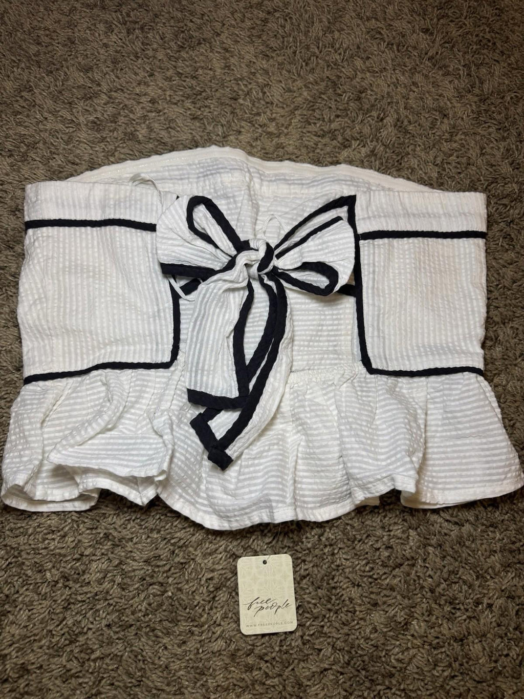 NWT Free People Tara Tube Top | Medium | White + Black