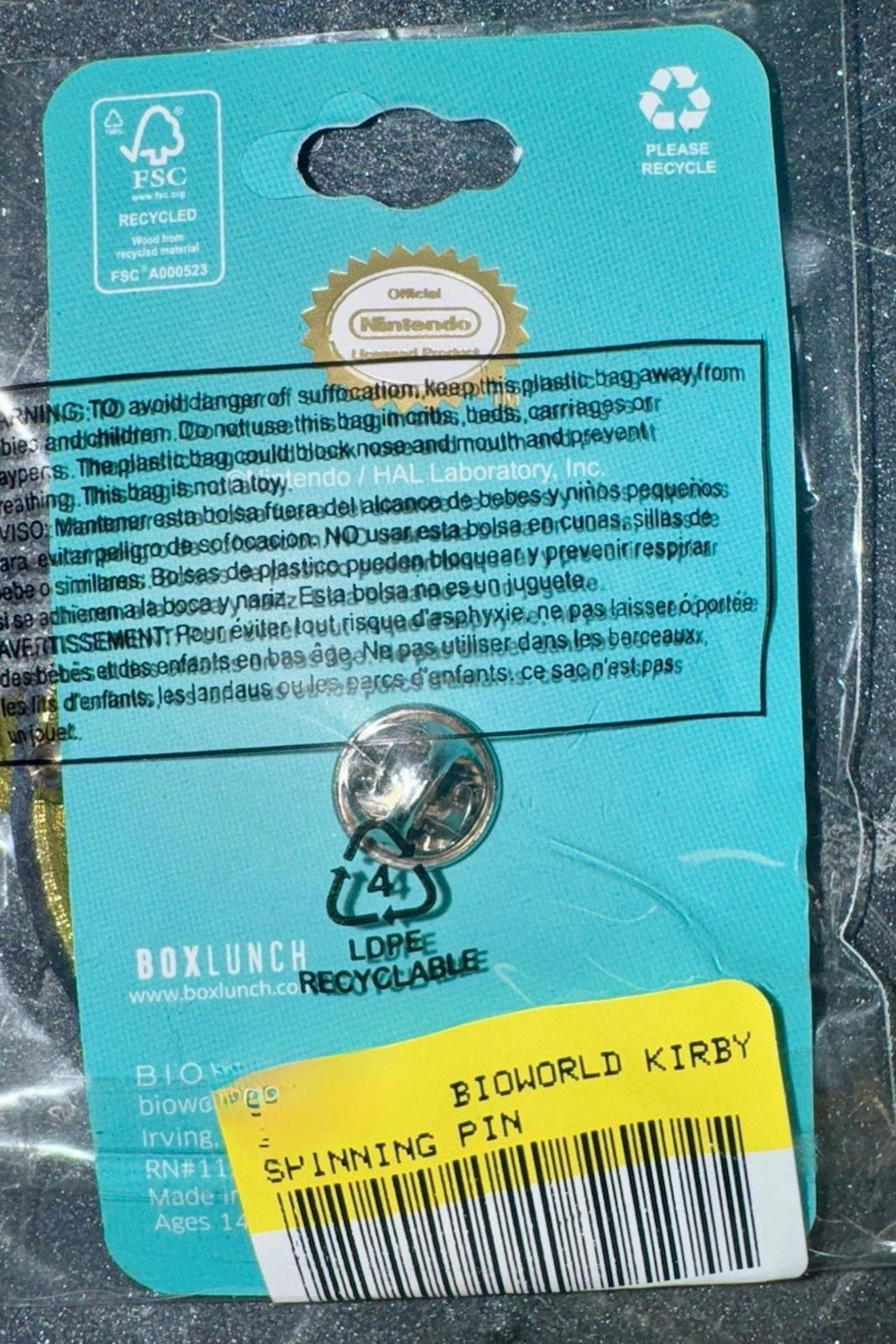 Nintendo Chef Kirby Spinning Lapel Hat Jacket Pin