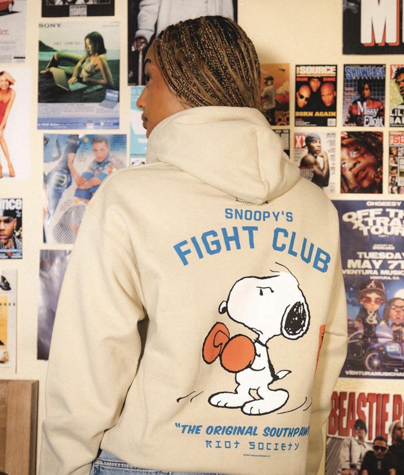NEW Riot Society PEANUTS SNOOPY'S FIGHT CLUB WOMENS HOODIE Small NWOT