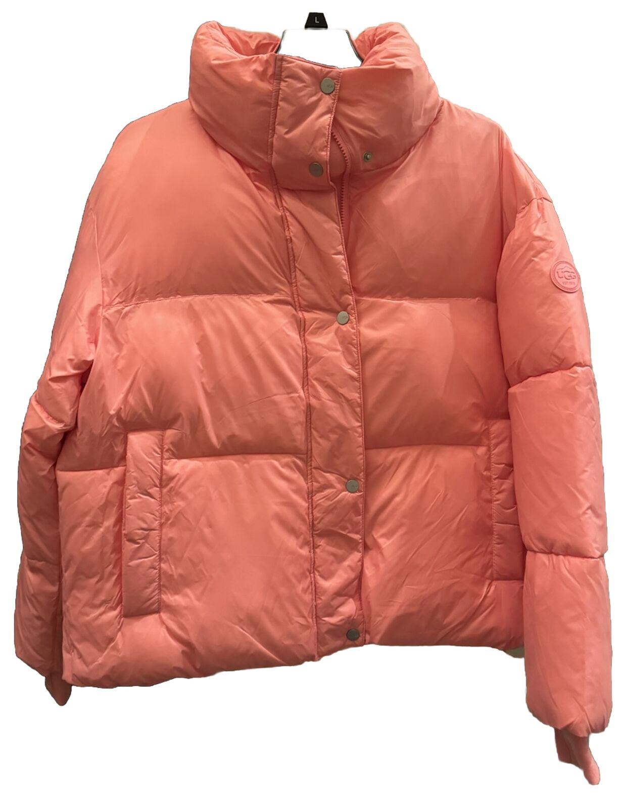 NWT UGG Women's Pink Vickie Puffer Jacket Zip Button Size XL