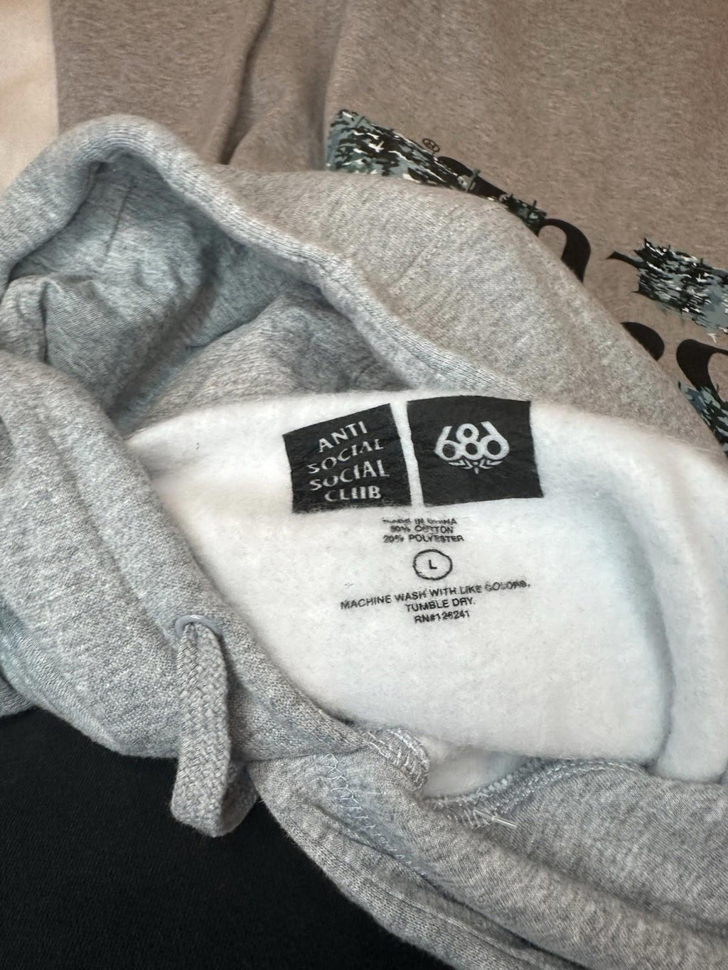 NEW! Anti Social Social Club x 686 Hardpack Hoodie 'Heather Grey' Large NEW