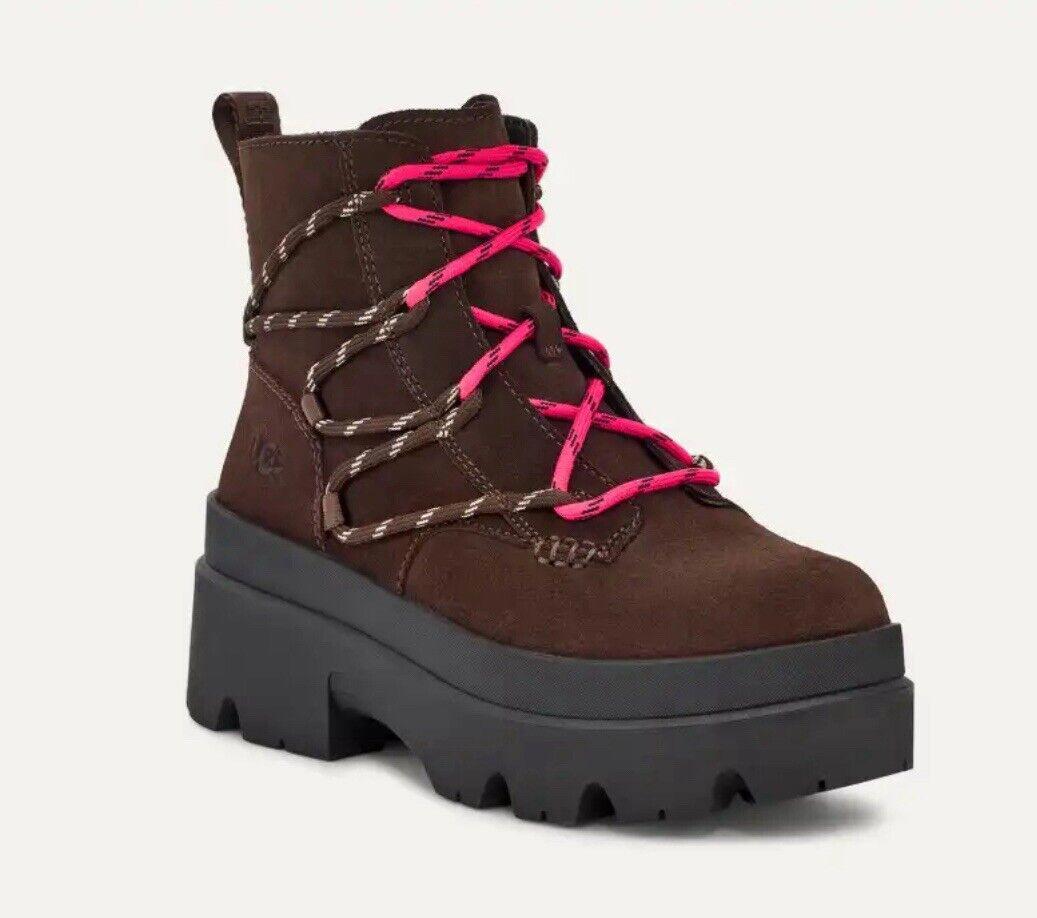 UGG BRISBANE LACE-UP SUEDE PLATFORM BOOTS SIZE 9.5