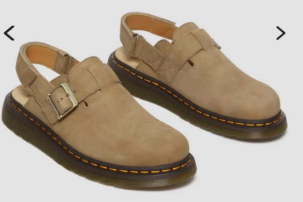 Dr Martens Jorge II Tumbled Nubuck Savannah Tan Leather Slingback Mules Sz 12