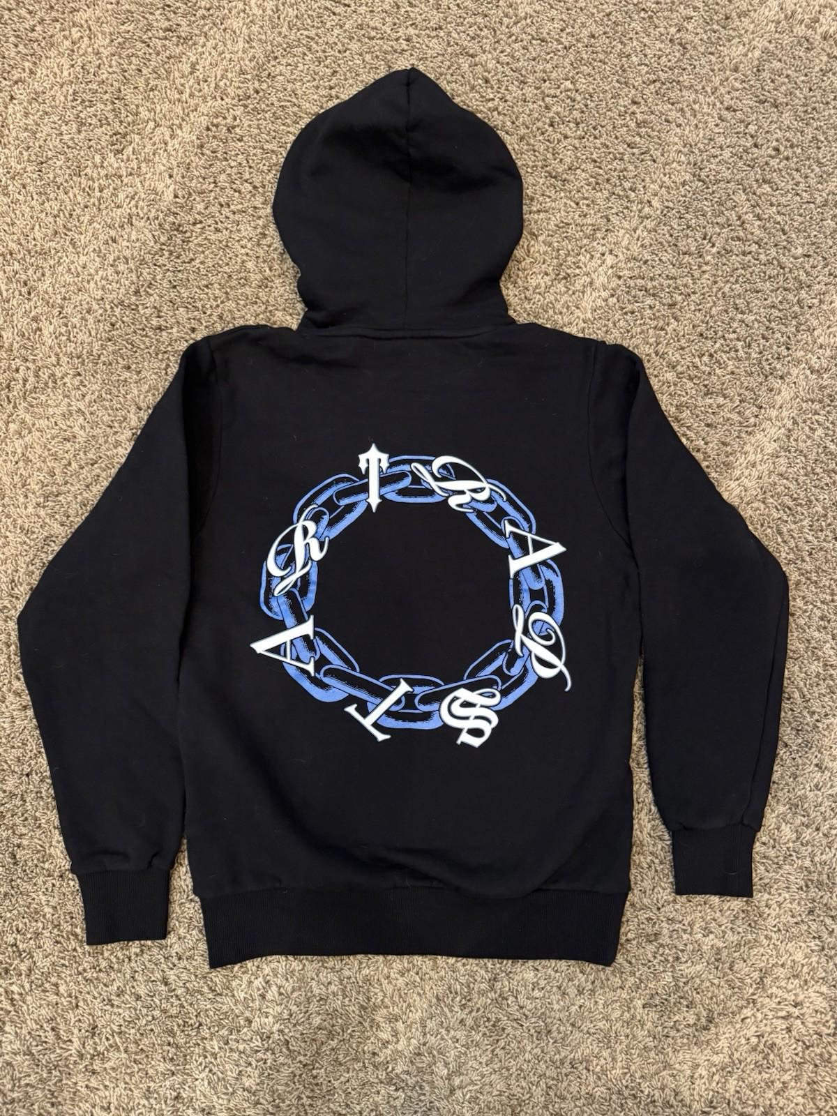 Trapstar Chain Script Hoodie Black/ice Blue Men’s small NWOT