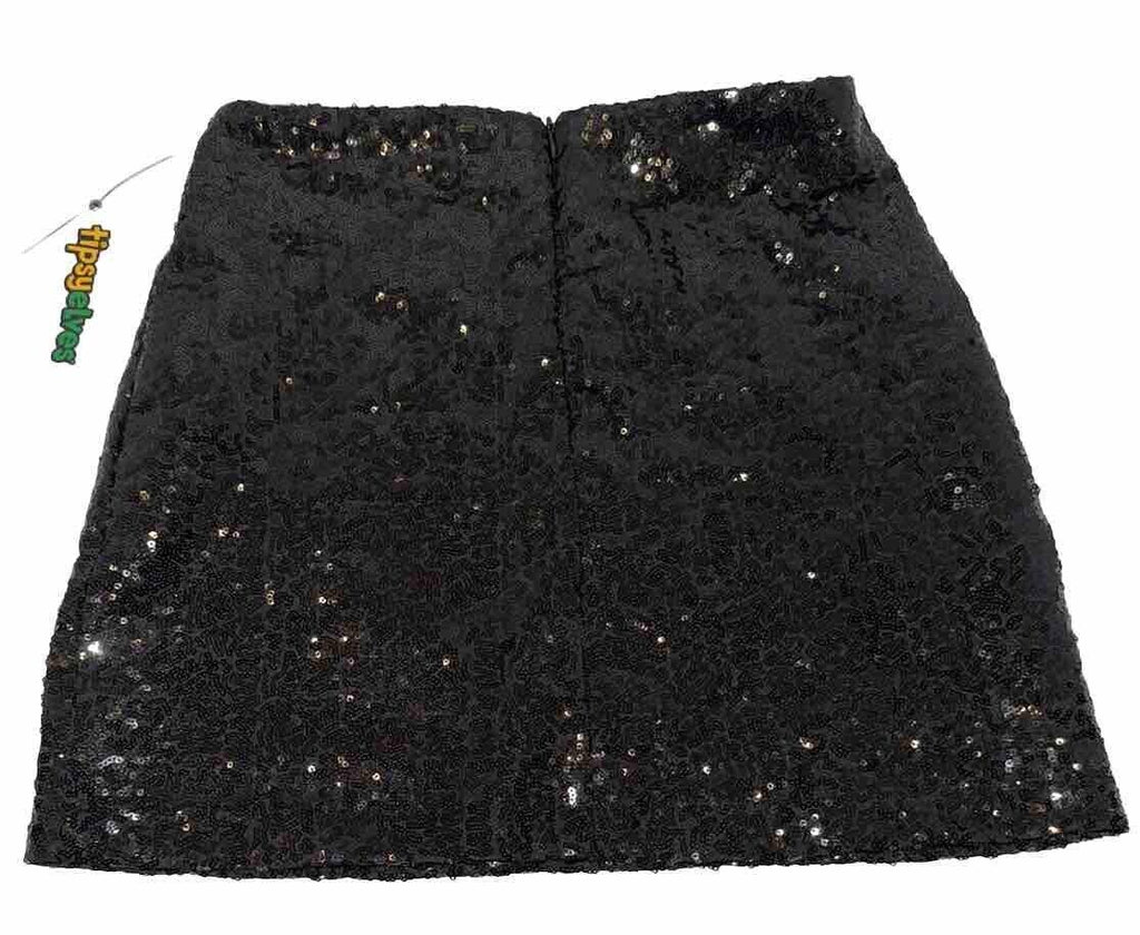 NEW Tipsy Elves Black High Waist Full Sequin Party Mini Skirt Date Night Out SM