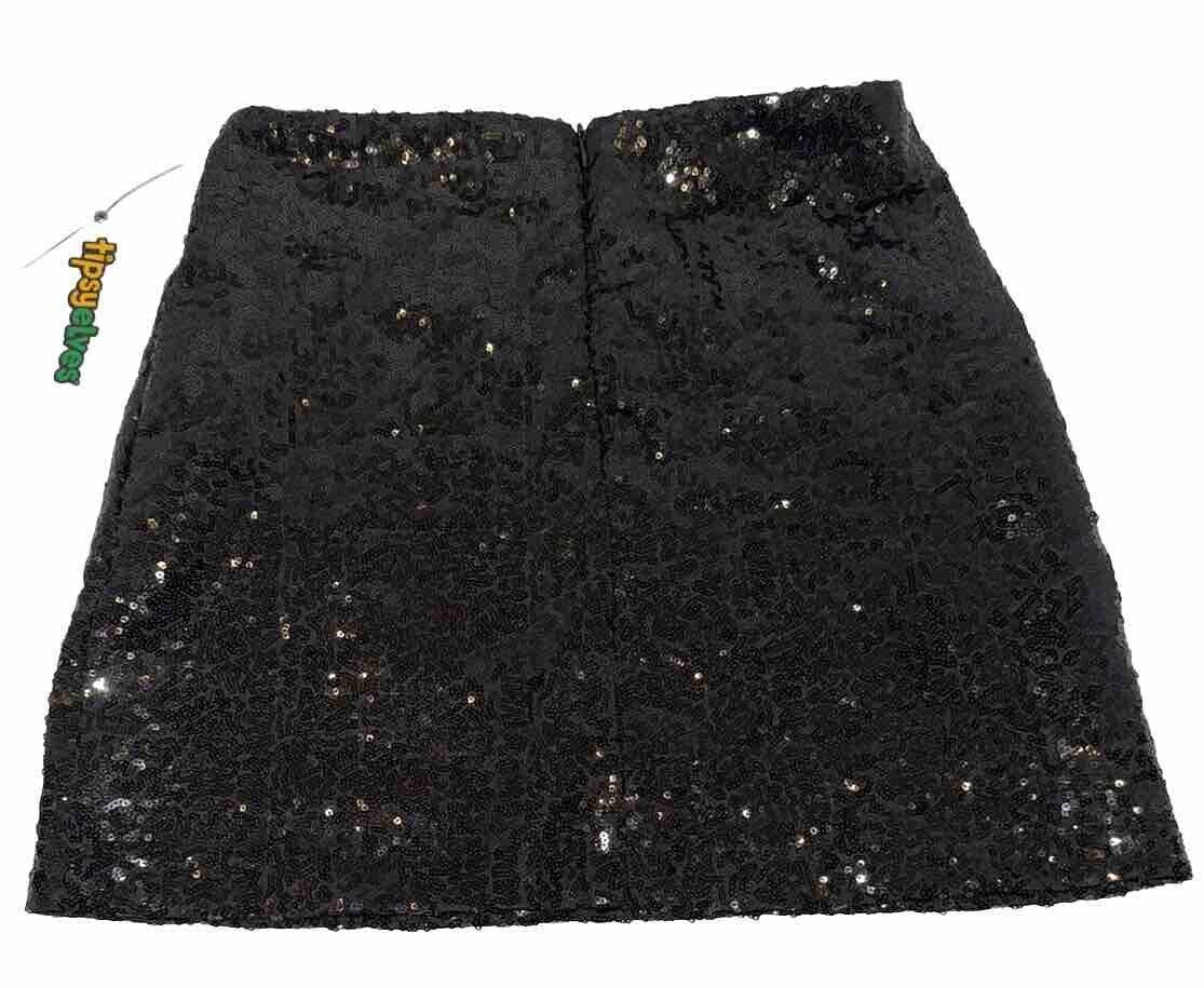 NEW Tipsy Elves Black High Waist Full Sequin Party Mini Skirt Date Night Out SM