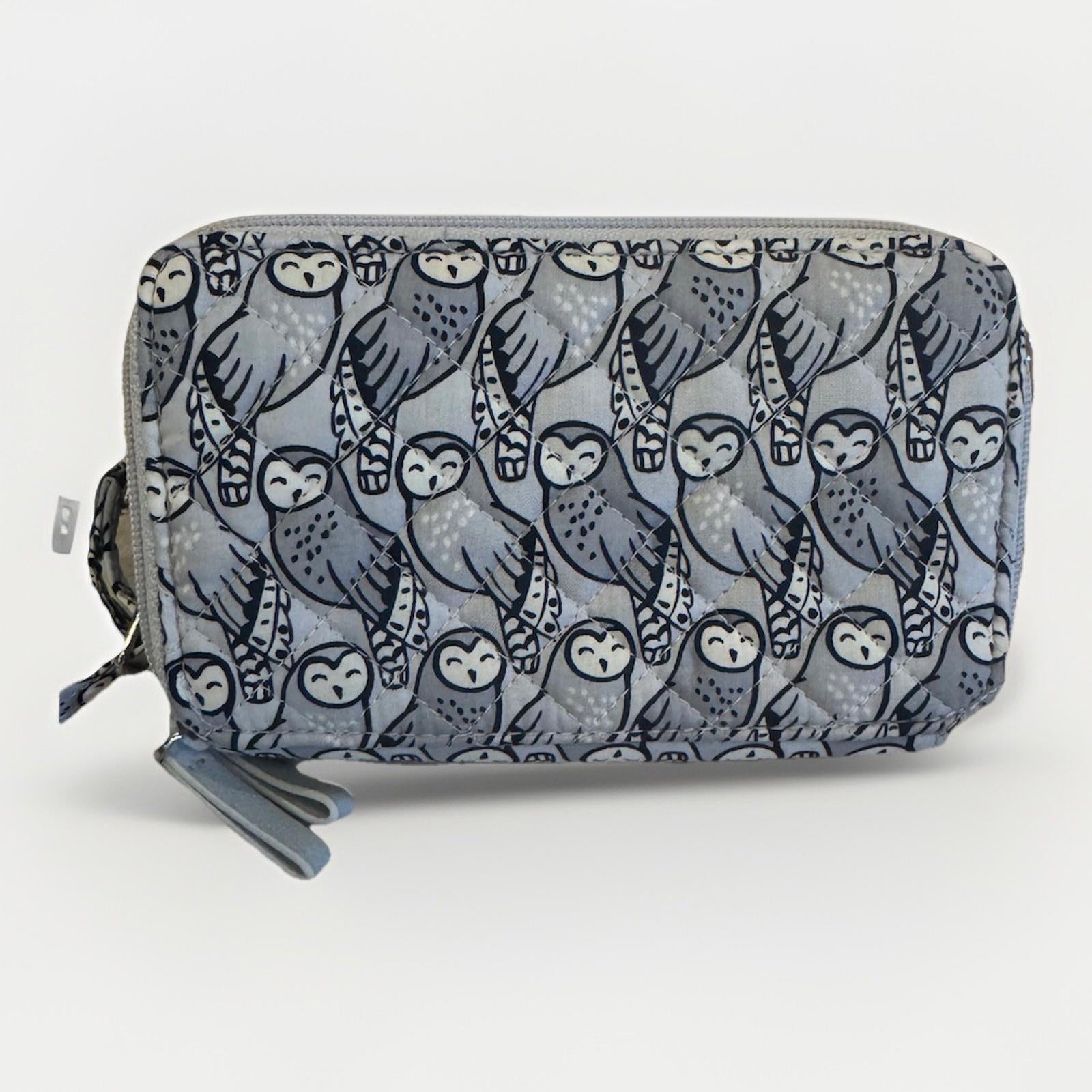 New Vera Bradley All In One Crossbody Wallet Purse Gray Owls (2018-Retired) RFID
