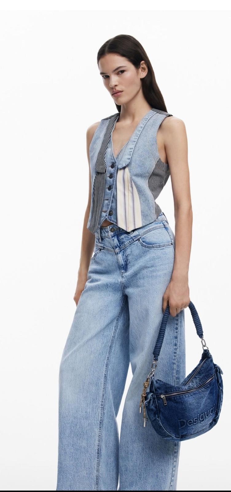 NEW! Desigual Denim zip-fastening tote bag