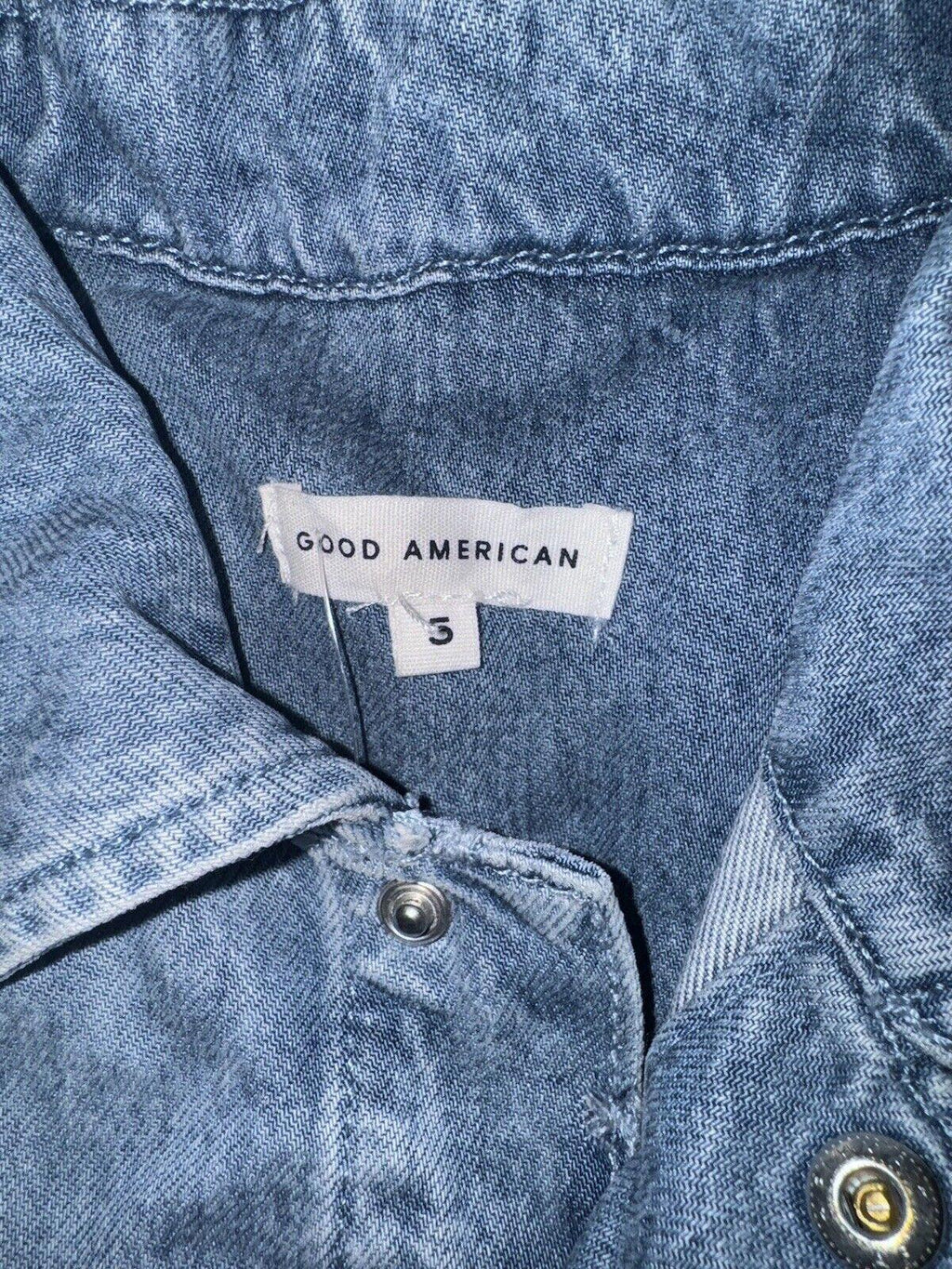 Good American Women's Denim Zipper Jumpsuit Size 5/2XL NWT